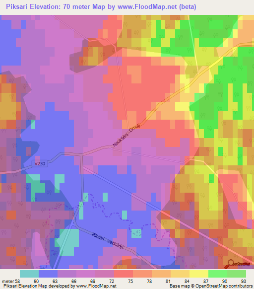 Piksari,Latvia Elevation Map