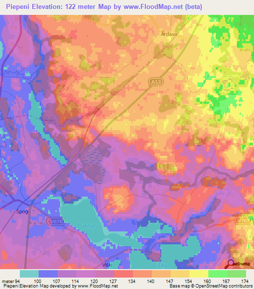 Piepeni,Latvia Elevation Map