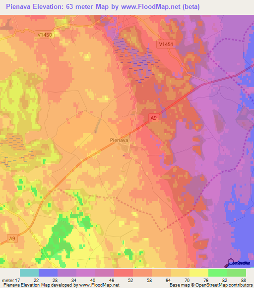 Pienava,Latvia Elevation Map