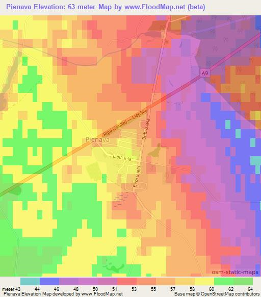 Pienava,Latvia Elevation Map