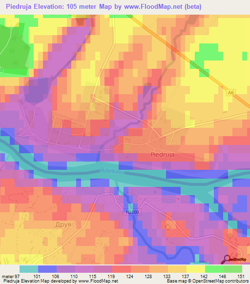 Piedruja,Latvia Elevation Map