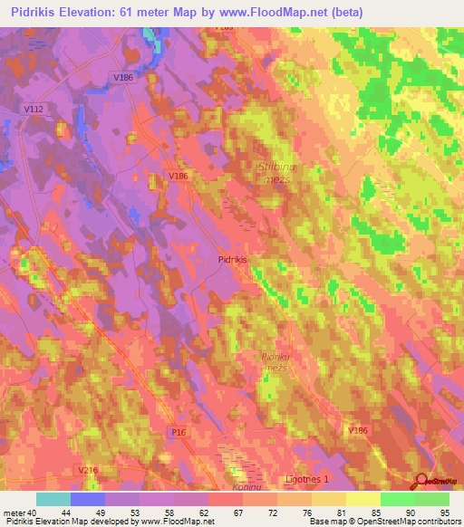 Pidrikis,Latvia Elevation Map