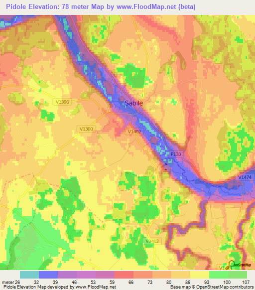 Pidole,Latvia Elevation Map