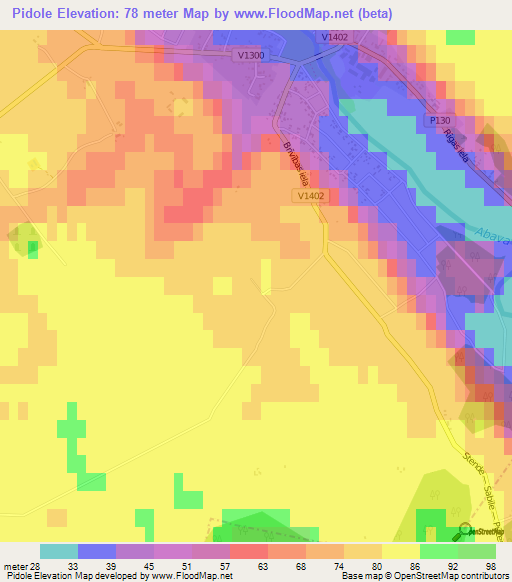 Pidole,Latvia Elevation Map