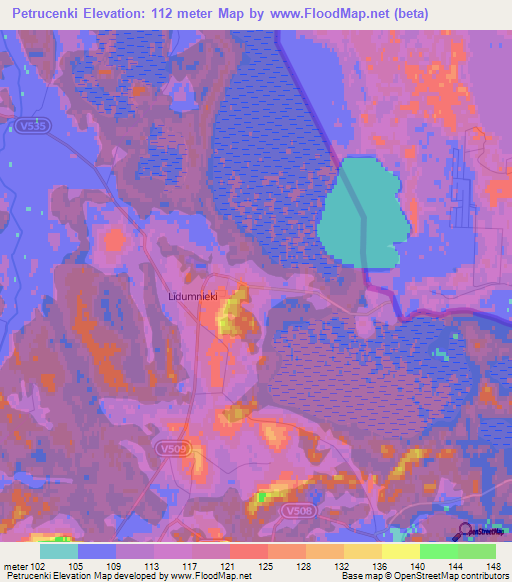 Petrucenki,Latvia Elevation Map