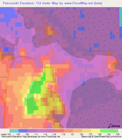 Petrucenki,Latvia Elevation Map