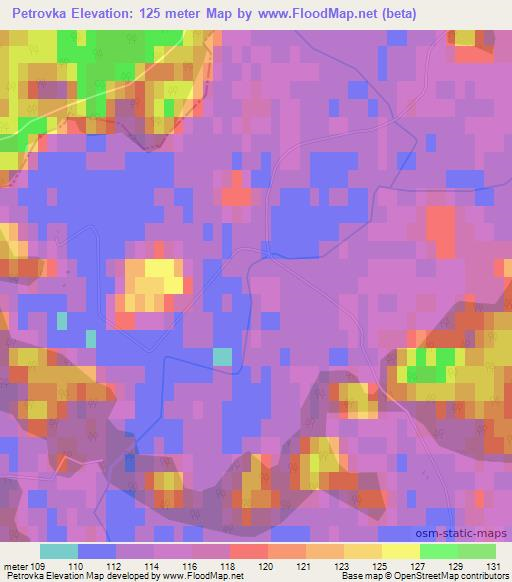 Petrovka,Latvia Elevation Map