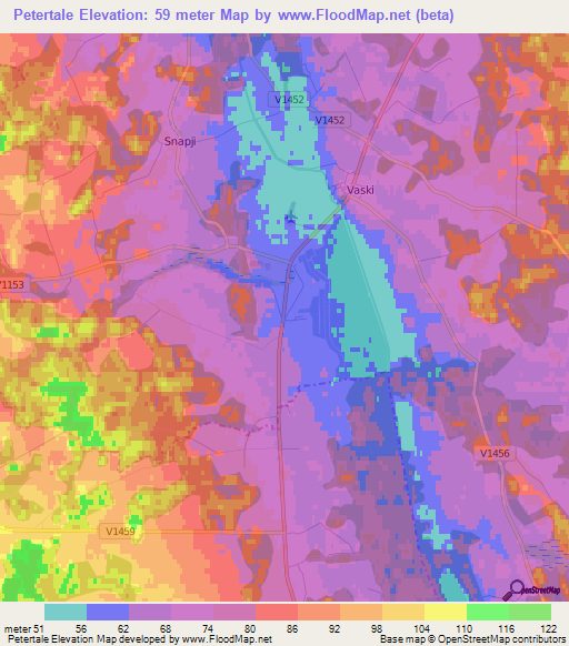 Petertale,Latvia Elevation Map