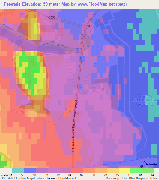 Petertale,Latvia Elevation Map