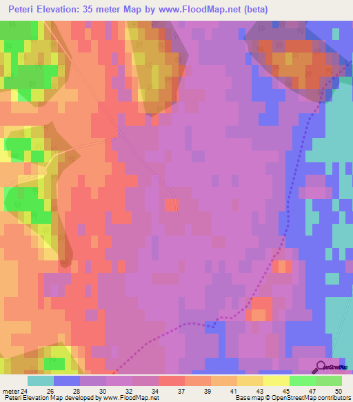 Peteri,Latvia Elevation Map