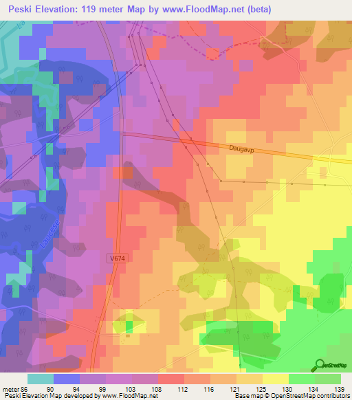 Peski,Latvia Elevation Map