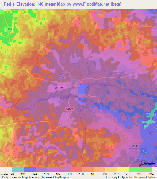 Perlis,Latvia Elevation Map