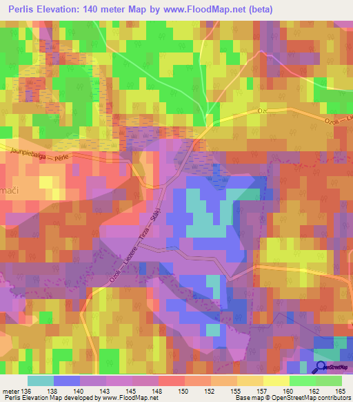 Perlis,Latvia Elevation Map