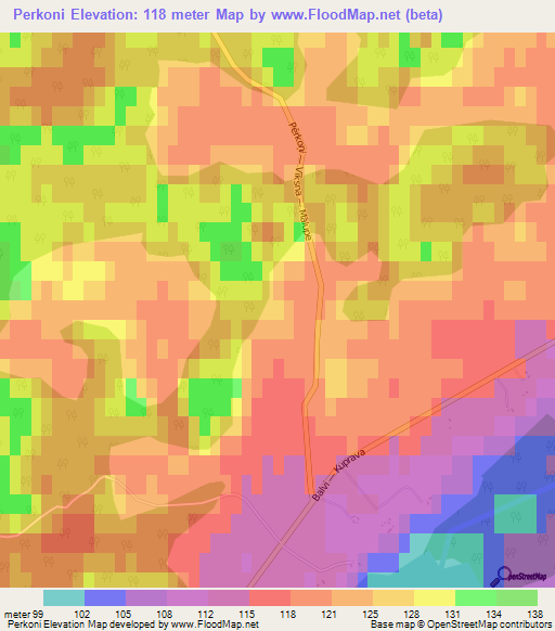 Perkoni,Latvia Elevation Map