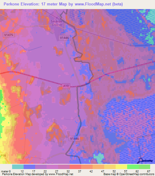 Perkone,Latvia Elevation Map