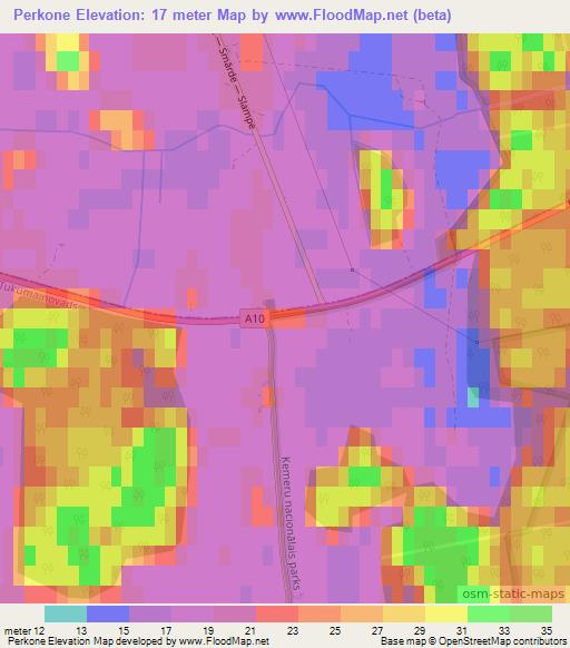 Perkone,Latvia Elevation Map