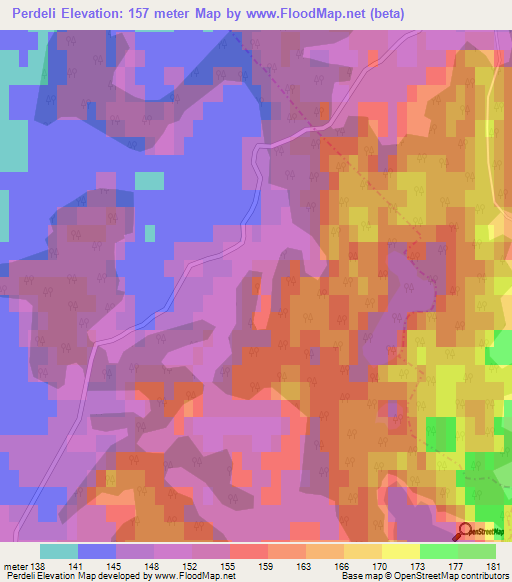 Perdeli,Latvia Elevation Map