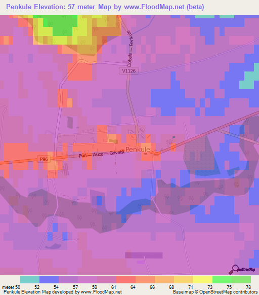 Penkule,Latvia Elevation Map