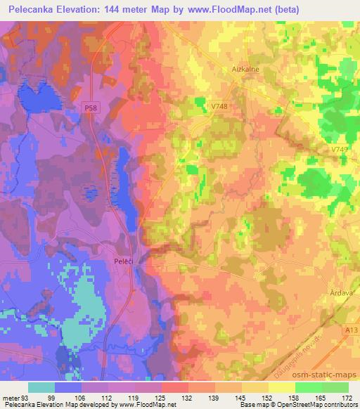 Pelecanka,Latvia Elevation Map