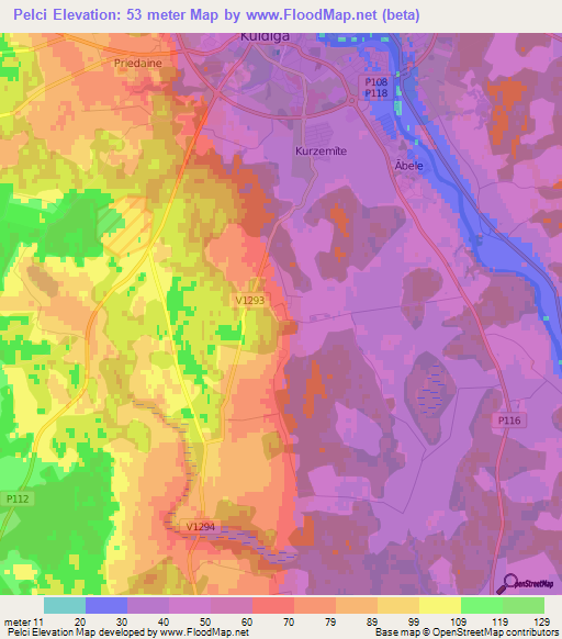 Pelci,Latvia Elevation Map