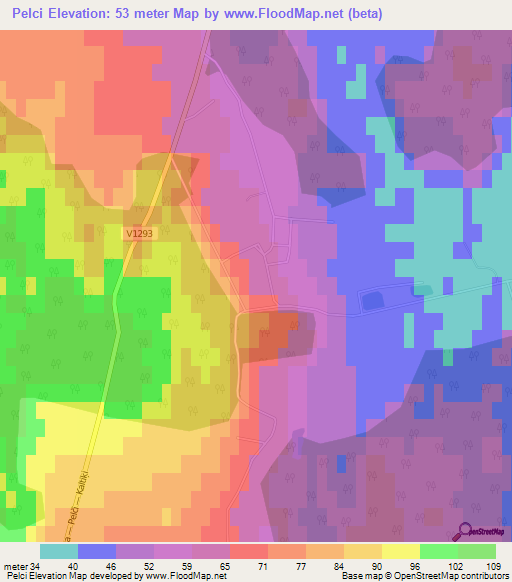 Pelci,Latvia Elevation Map