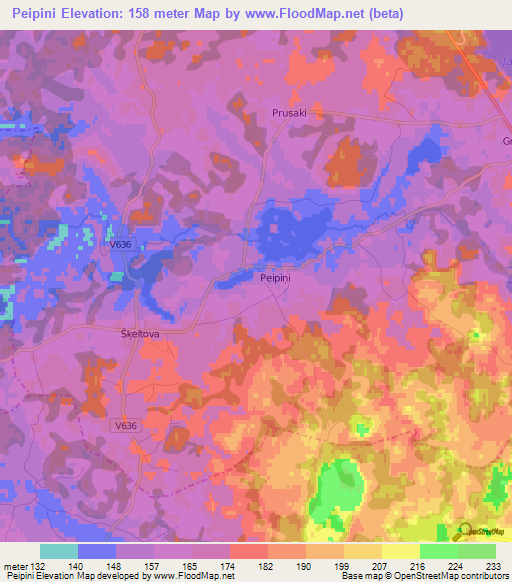 Peipini,Latvia Elevation Map