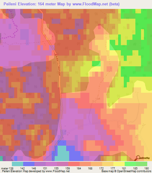 Peileni,Latvia Elevation Map