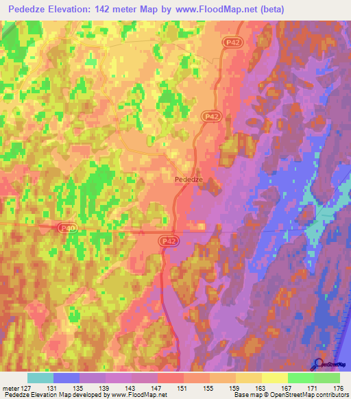 Pededze,Latvia Elevation Map