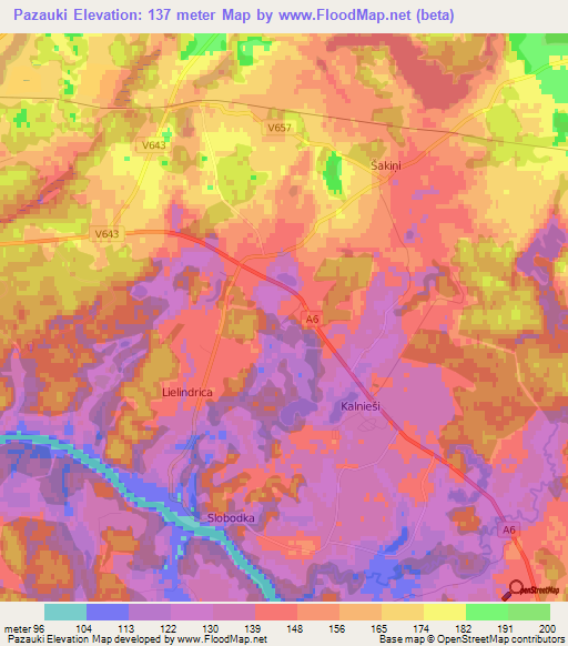 Pazauki,Latvia Elevation Map