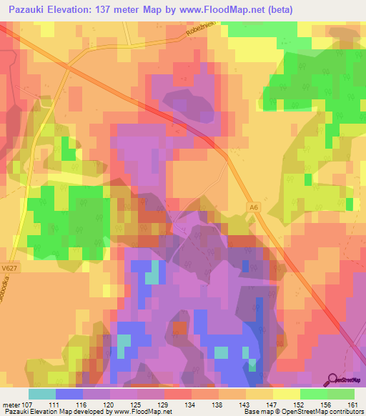 Pazauki,Latvia Elevation Map