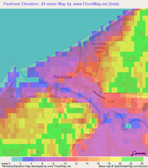 Pavilosta,Latvia Elevation Map