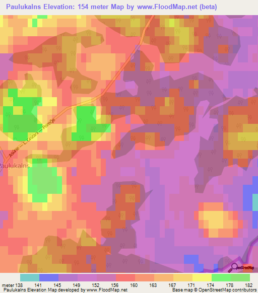 Paulukalns,Latvia Elevation Map