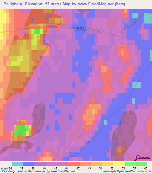 Paulsbergi,Latvia Elevation Map