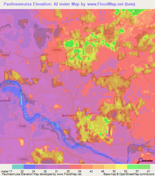 Paulinesmuiza,Latvia Elevation Map