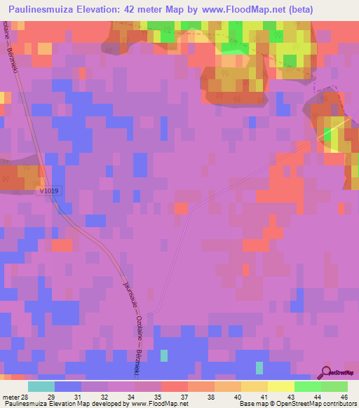 Paulinesmuiza,Latvia Elevation Map