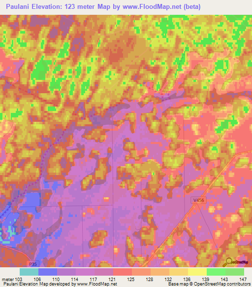 Paulani,Latvia Elevation Map