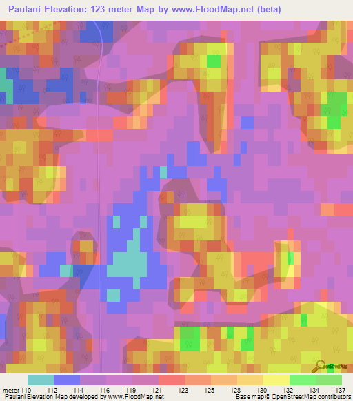 Paulani,Latvia Elevation Map