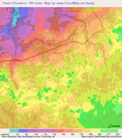 Pauci,Latvia Elevation Map