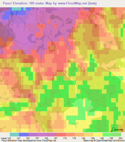 Pauci,Latvia Elevation Map