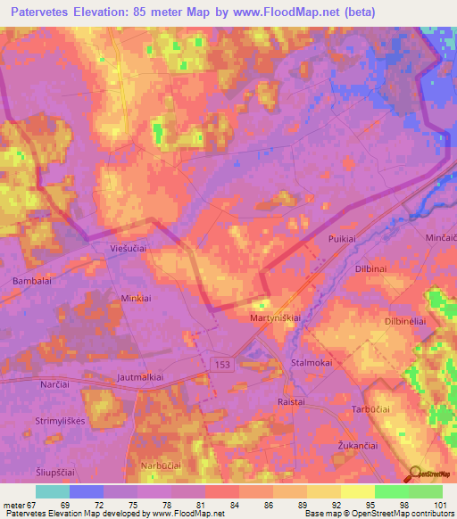 Patervetes,Latvia Elevation Map