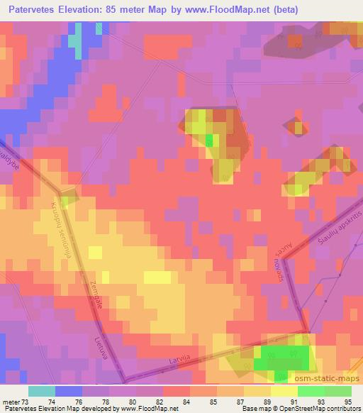 Patervetes,Latvia Elevation Map