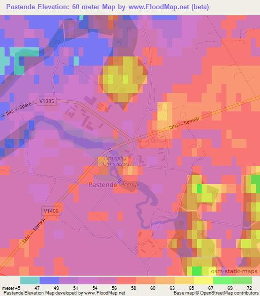 Pastende,Latvia Elevation Map