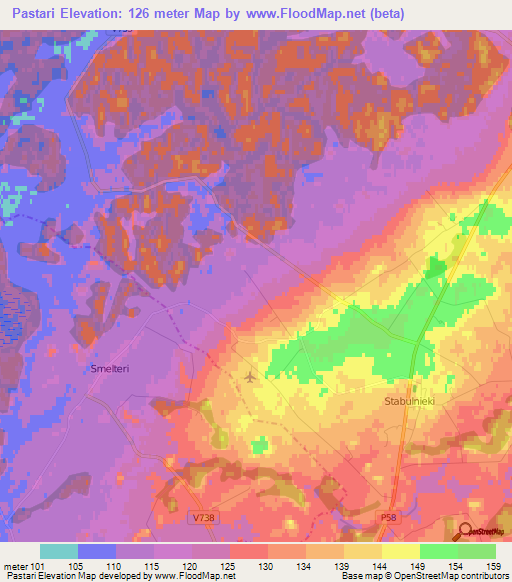 Pastari,Latvia Elevation Map