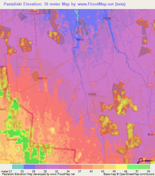 Pastaliski,Latvia Elevation Map