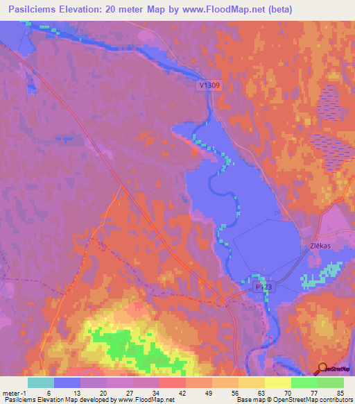 Pasilciems,Latvia Elevation Map