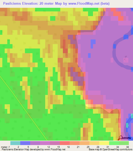 Pasilciems,Latvia Elevation Map