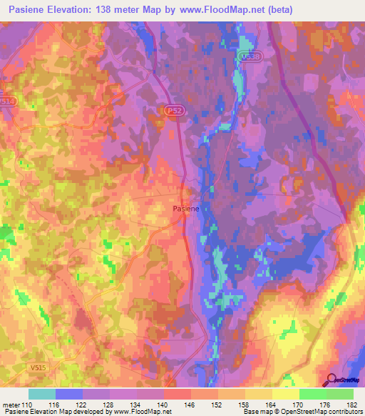 Pasiene,Latvia Elevation Map