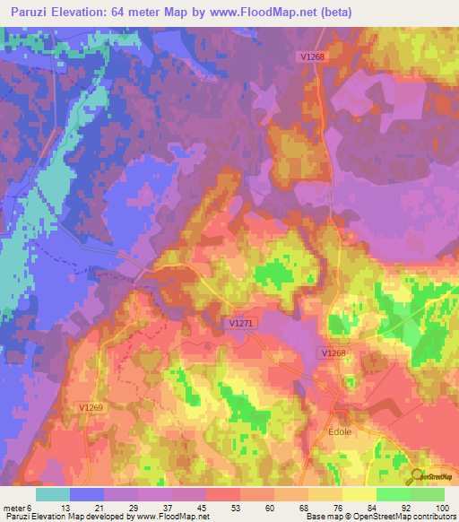 Paruzi,Latvia Elevation Map