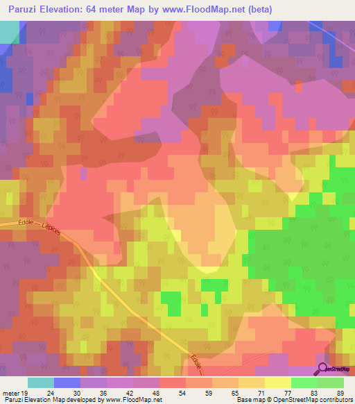 Paruzi,Latvia Elevation Map