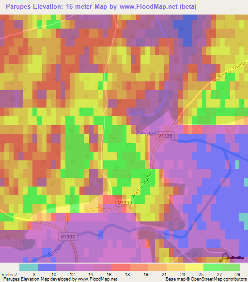 Parupes,Latvia Elevation Map